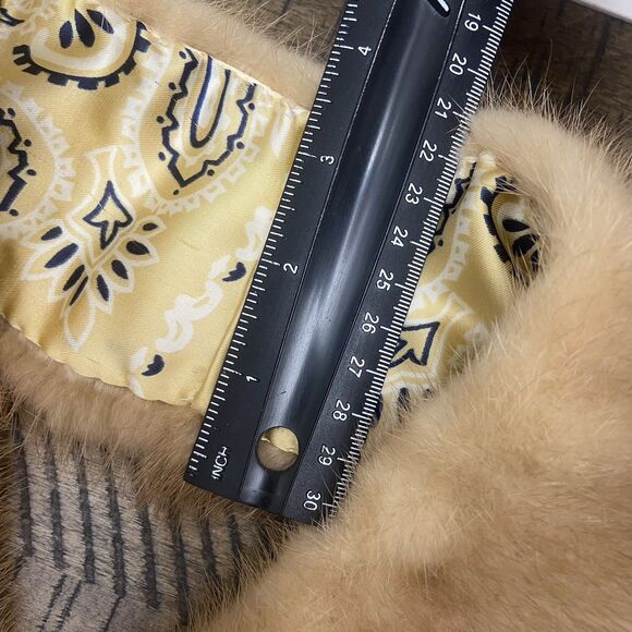 Light Brown Genuine Mink Fur Jacket Coat Collar Stole Wrap Scarf 45x4" Lined - Picture 9 of 10